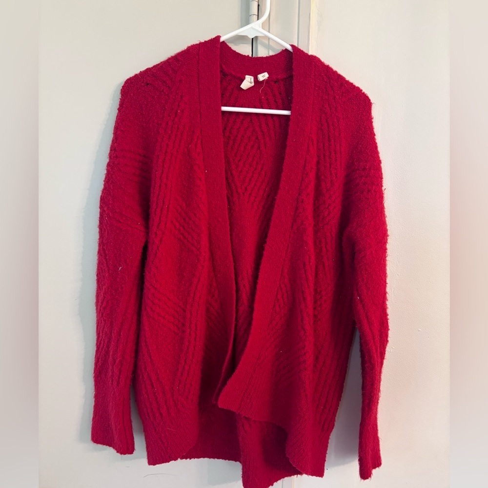 Anthropologie Textured Red Cardigan